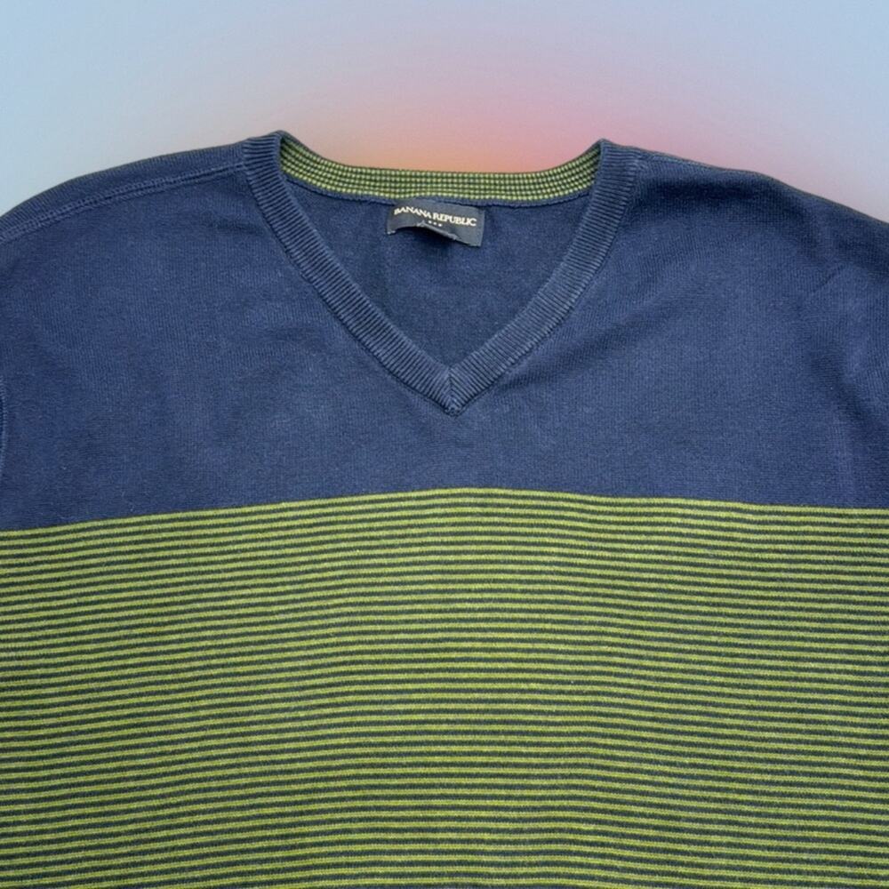 BANANA REPUBLIC Men’s XL Green Blue V Neck Sweater